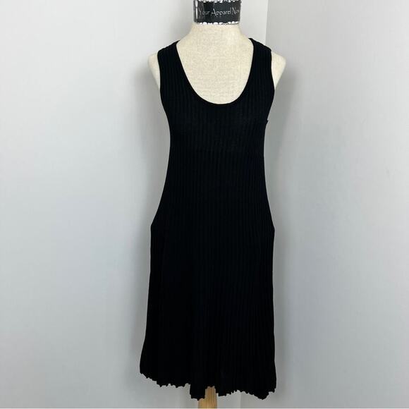 YUKA Little Black Ribbed Sleeveless Sheer Dress size Large (254) - Picture 1 of 7